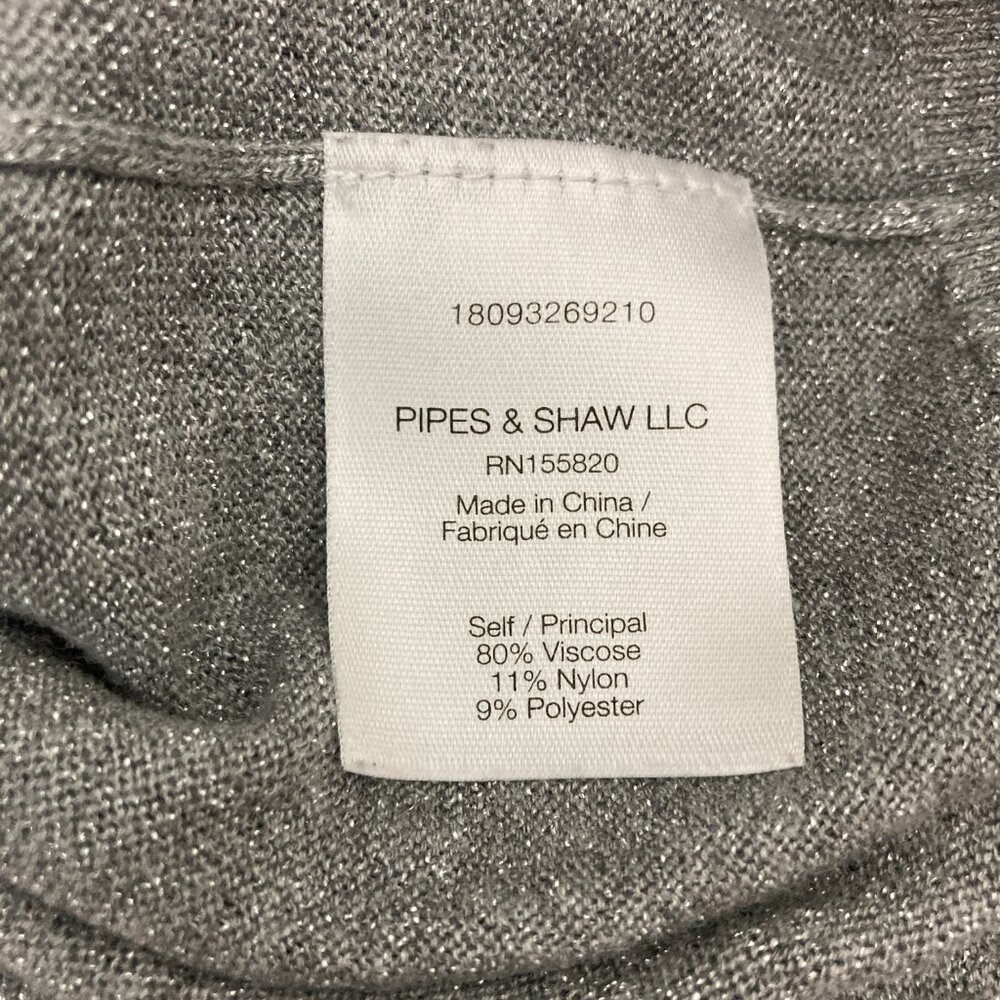 Veronica Beard Centre Ruffle Crewneck Metallic-knit Sweater Size S Gray Sparkle - Picture 9 of 10